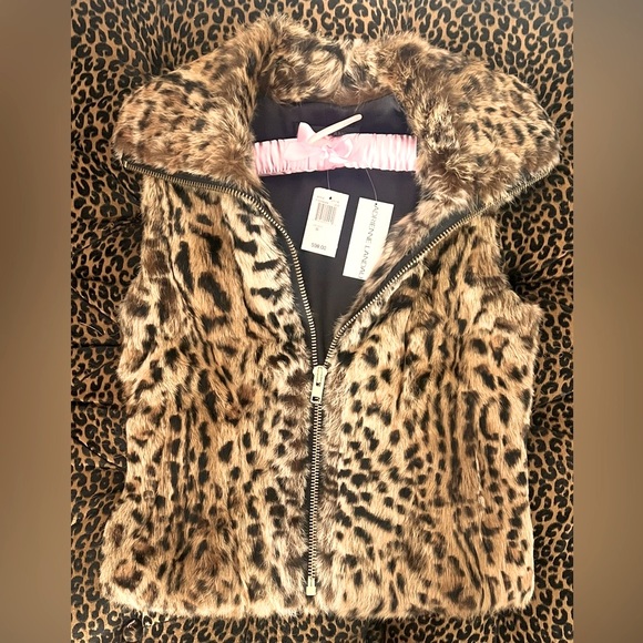 Nwt* Adrienne Landau Fur leopard print Vest - Picture 2 of 7